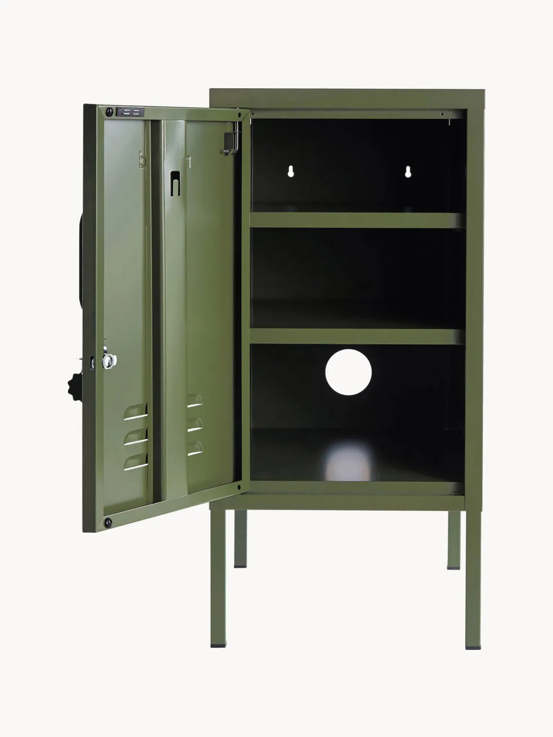 Armarios Infantiles|Mesitas De Noche>Mustard Made Mesita de noche de metal The Shorty, apertura de puerta izquierda o derecha Verde oscuro