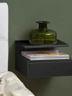 Mesitas De Noche|Mesitas De Noche> Mesita de noche de pared con cajón Ashlan Negro