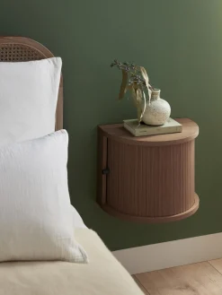 Mesitas De Noche|Mesitas De Noche>Westwing Collection Mesita de noche de pared Calary Madera de roble lacada en marrón oscuro