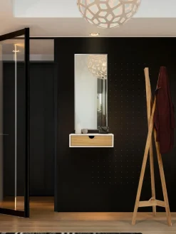 Mesitas De Noche|Mesitas De Noche>Woodman Mesita de noche de pared Farsta Madera de roble, blanco