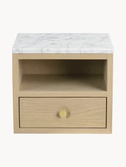 New Mesita de noche de pared con tablero de mármol Whitmore Mesitas De Noche|Mesitas De Noche