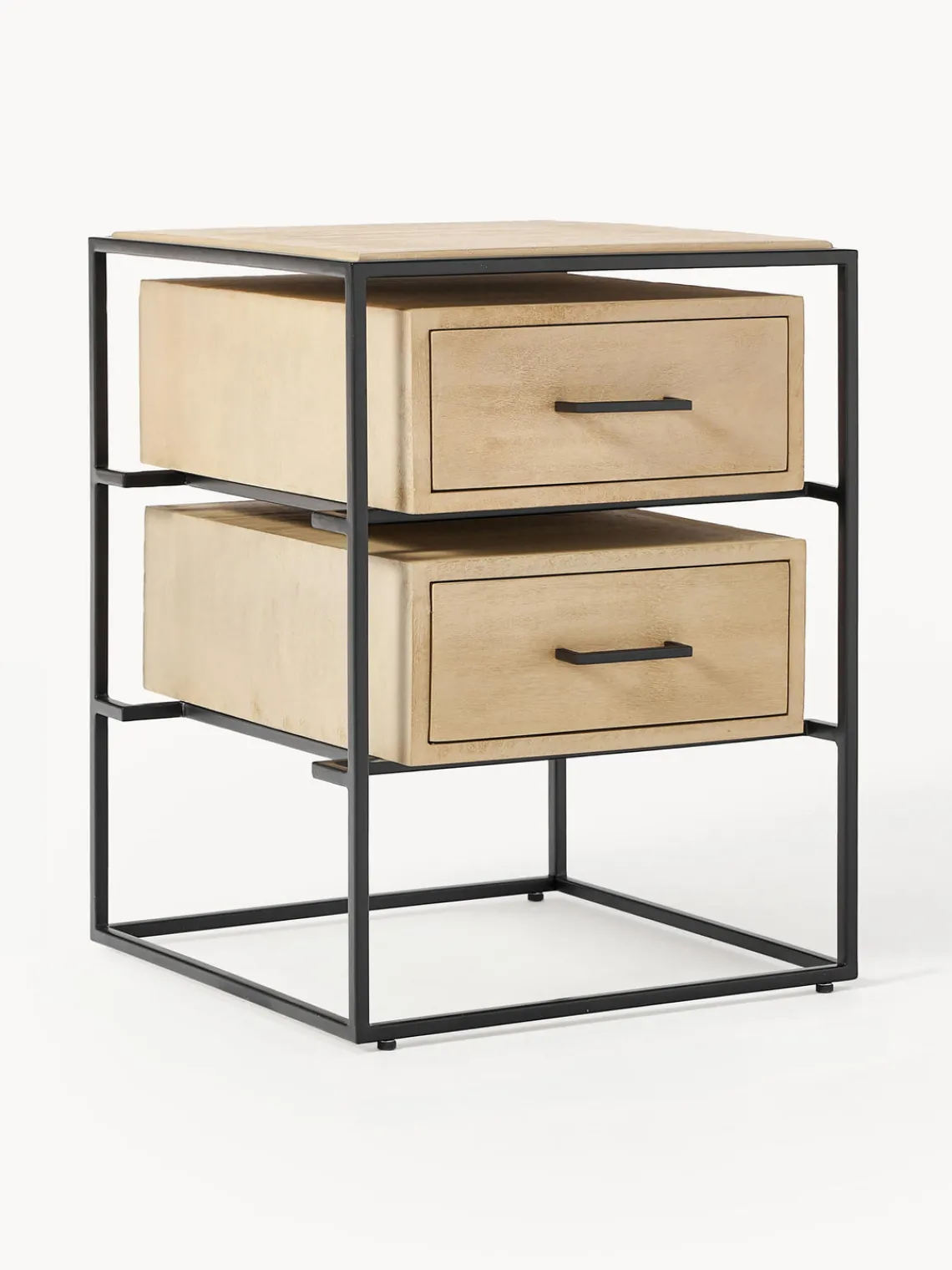 Mesitas De Noche|Mesitas De Noche>Westwing Collection Mesita de noche Lyle Madera de mango clara, negro