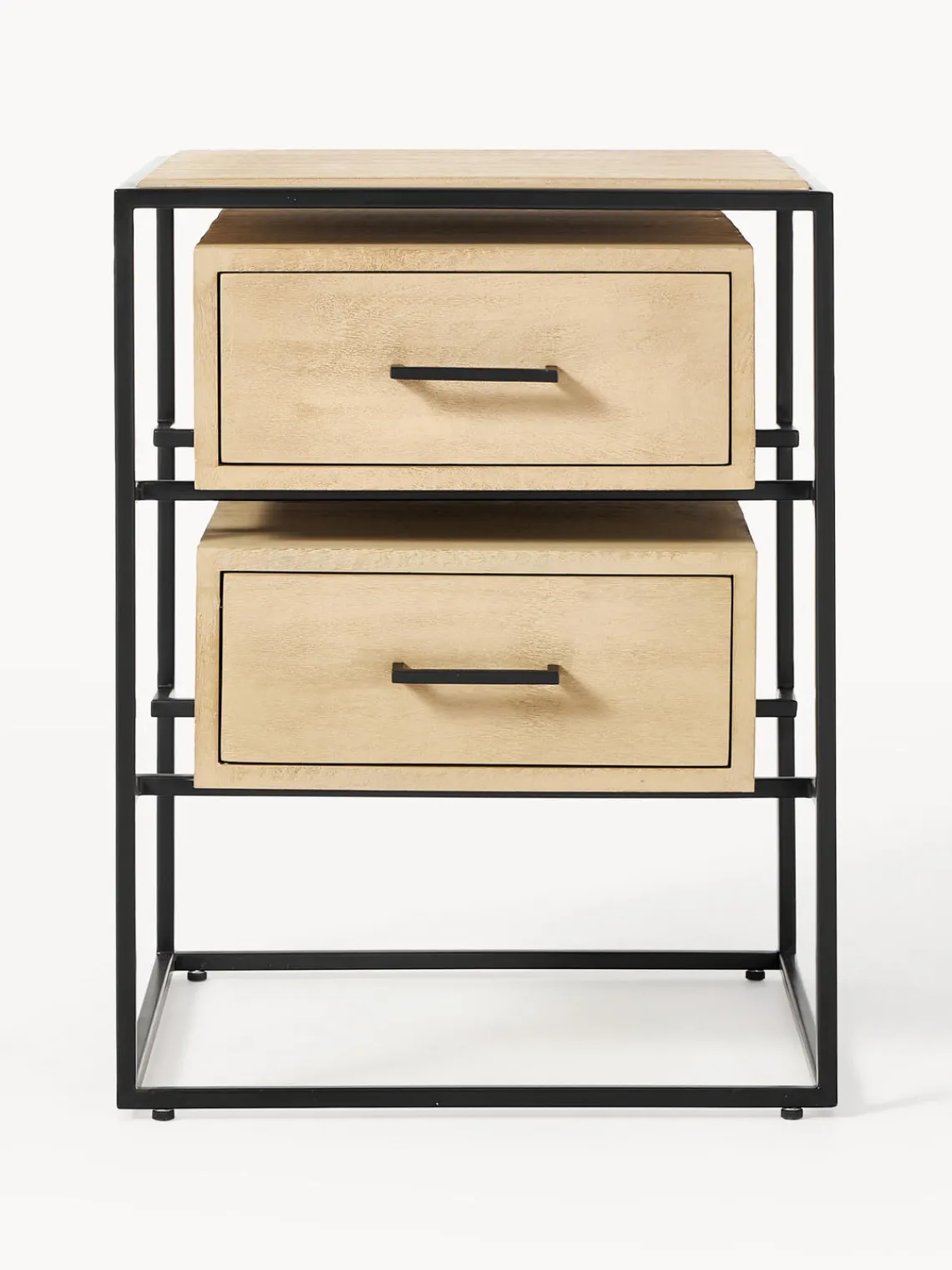 Mesitas De Noche|Mesitas De Noche>Westwing Collection Mesita de noche Lyle Madera de mango clara, negro