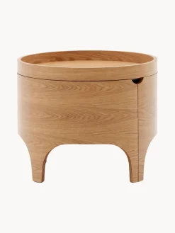 Mesitas De Noche|Mesitas De Noche> Mesita de noche redonda de madera de eucalipto con espacio de almacenamiento Octavia