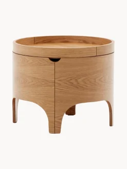 Mesitas De Noche|Mesitas De Noche></noscript> Mesita de noche redonda de madera de eucalipto con espacio de almacenamiento Octavia