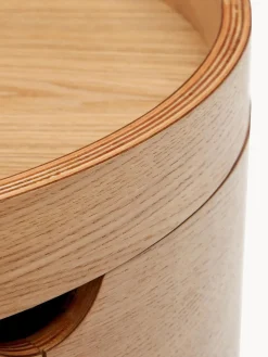Mesitas De Noche|Mesitas De Noche></noscript> Mesita de noche redonda de madera de eucalipto con espacio de almacenamiento Octavia