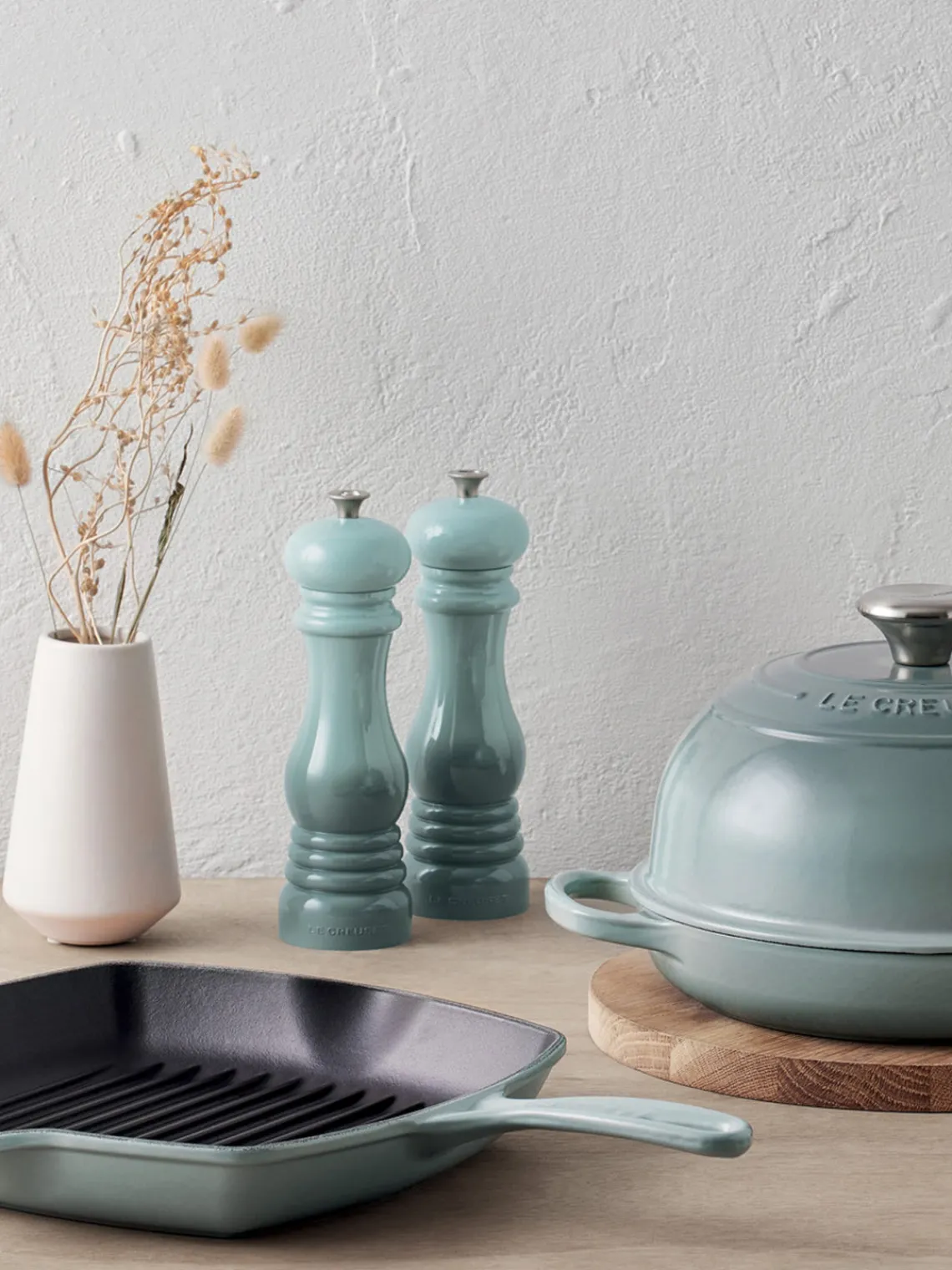 Molinillos De Especias|Molinillos De Especias>LE CREUSET Molinillo de sal con mecanismo de cerámica Creuset Verde menta, azul petróleo, plateado