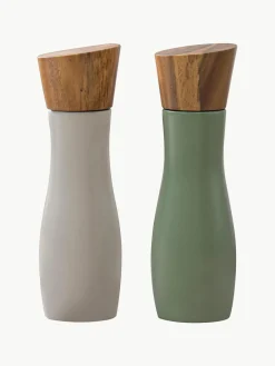 Molinillos De Especias|Molinillos De Especias>ladelle Molinillo de sal y pimienta con tapadera de madera de acacia Essentials, 2 uds. Gris claro, verde oliva, madera de acacia