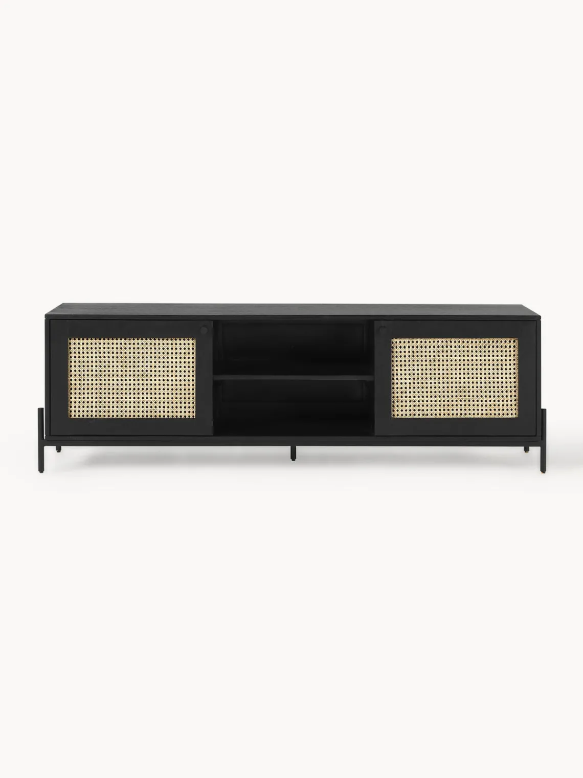 Muebles De Tv|Muebles De Tv>Westwing Collection Mueble de TV con tejido vienés Vienna Madera de mango, negro