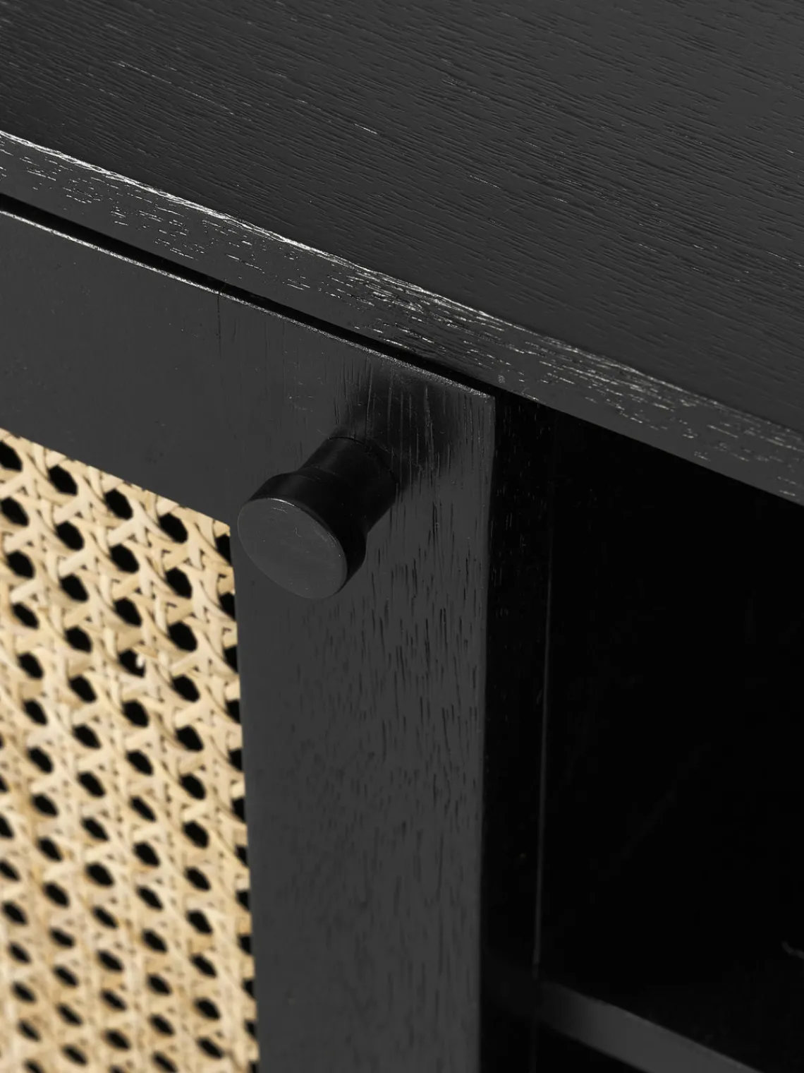 Muebles De Tv|Muebles De Tv>Westwing Collection Mueble de TV con tejido vienés Vienna Madera de mango, negro