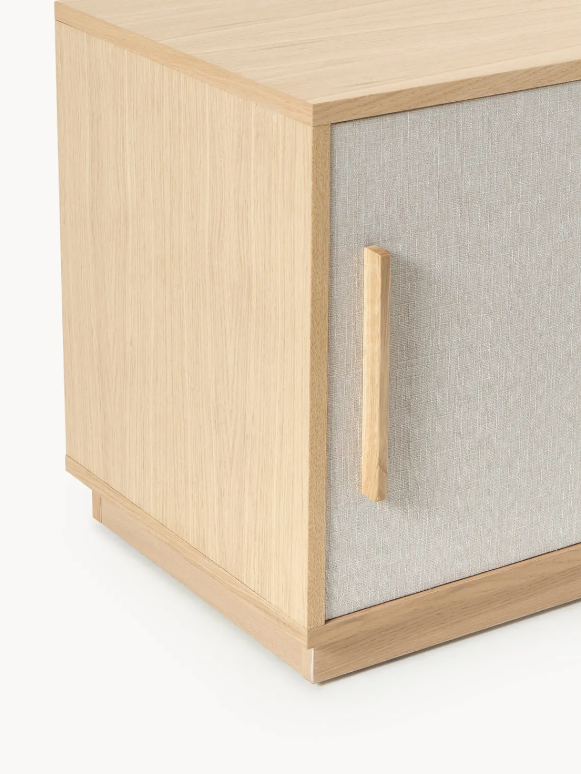 Muebles De Tv|Muebles De Tv>Westwing Collection Mueble TV de madera con frente tapizado Wisp Madera de roble clara, gris claro