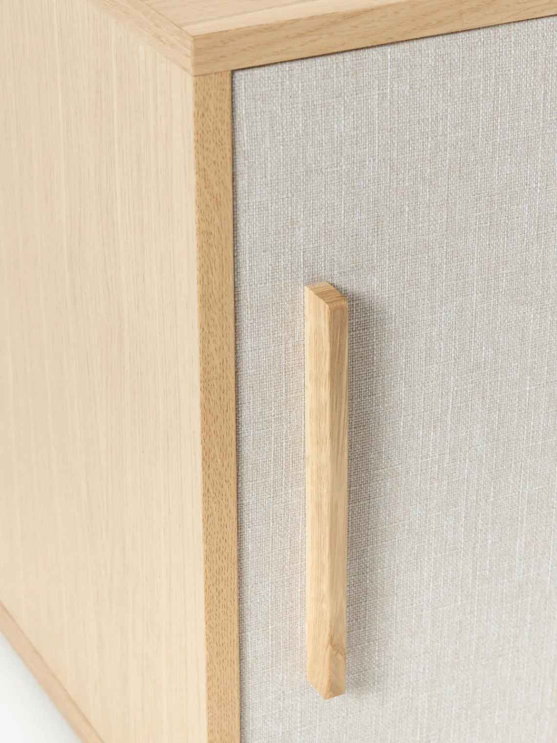 Muebles De Tv|Muebles De Tv>Westwing Collection Mueble TV de madera con frente tapizado Wisp Madera de roble clara, gris claro