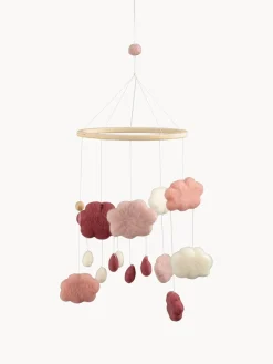 Cajas Musicales Y Móviles|Decoración Infantil>Sebra Móvil de cuna artesanal Clouds Tonos rosa