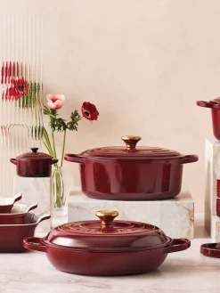 Ollas|Ollas>LE CREUSET Olla de hierro fundido Signature Collection Rojo vino, dorado