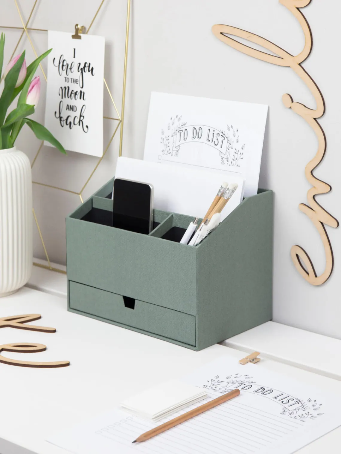 Material De Oficina|Material De Oficina>Bigso Box of Sweden Organizador de escritorio Greta Verde salvia