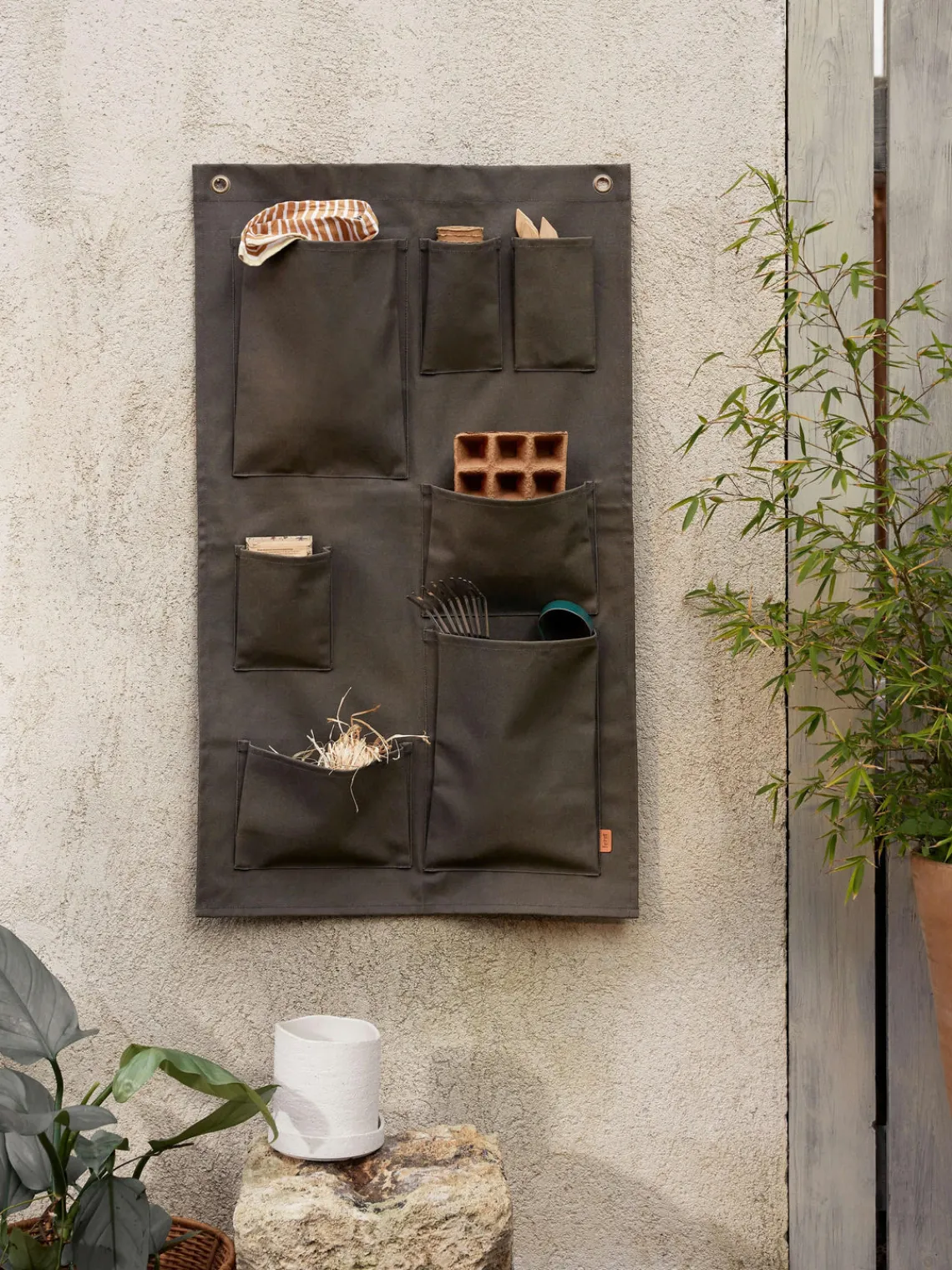 Herramientas De Jardinería|Herramientas De Jardinerí­A>Ferm Living Organizador de pared de algodón ecológico Bark