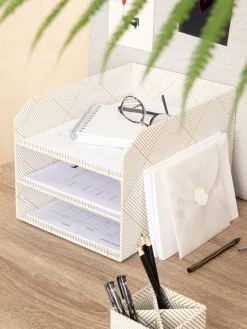 Material De Oficina|Material De Oficina>Bigso Box of Sweden Organizadores de documentos Trey Blanco Off White, dorado