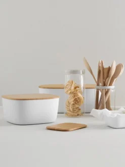 Cestas Para Pan|Almacenaje De Cocina>Rig-Tig Panera con tapadera de bambú Box-It Blanco, madera de bambú