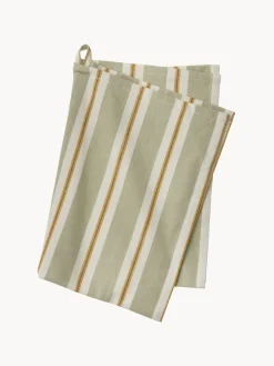 Textiles De Cocina Y Manteles|Textiles De Cocina>Bungalow Paño de cocina artesanal con rayas Palermo Off White, verde oliva, mostaza