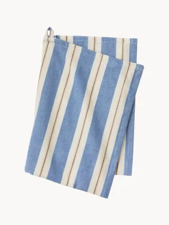 Textiles De Cocina Y Manteles|Textiles De Cocina>Bungalow Paño de cocina artesanal con rayas Palermo Off White, azul, beige claro