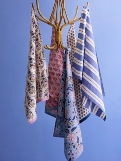 Textiles De Cocina Y Manteles|Textiles De Cocina>Bungalow Paño de cocina artesanal con rayas Palermo Off White, azul, beige claro