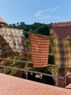 Textiles De Cocina Y Manteles|Textiles De Cocina>HKLIVING Paño de cocina artesanal de lino Vida Lila, naranja, azul royal, tonos verdes