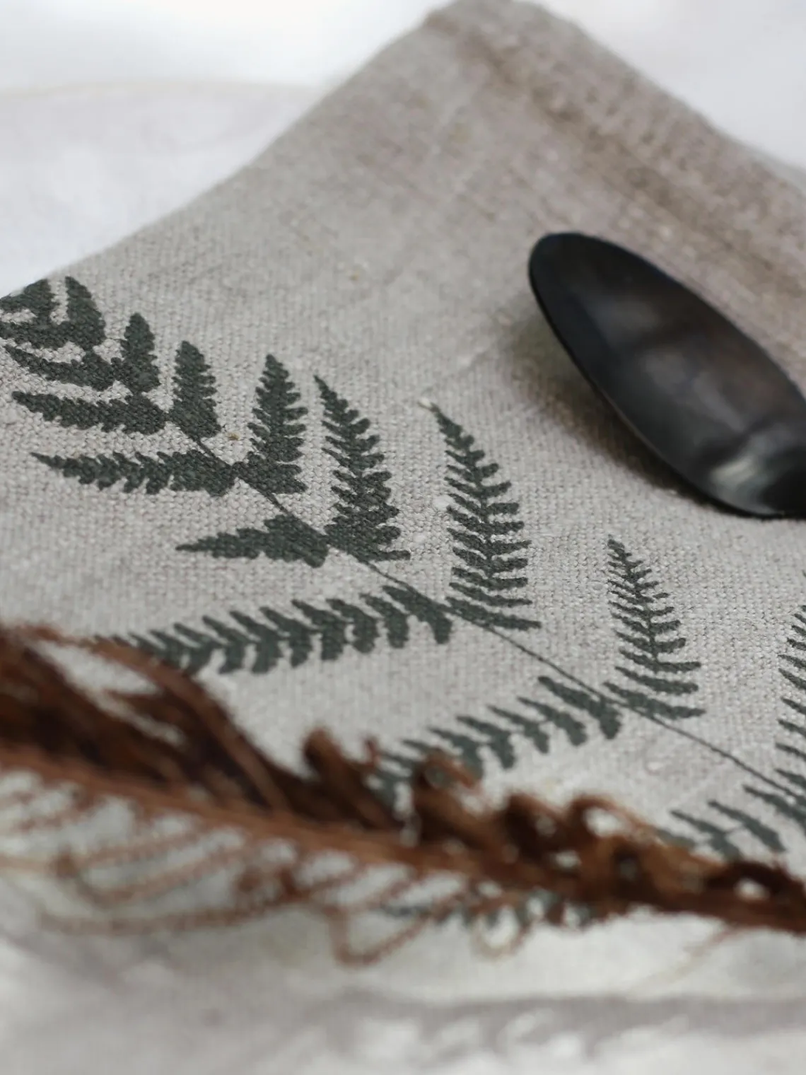 Textiles De Cocina Y Manteles|Textiles De Cocina>Frohstoff Paño de cocina artesanal Dalila Greige, verde oliva