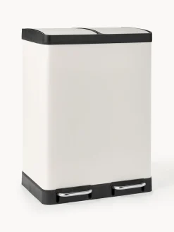 Cubos De Basura Y Reciclaje|Almacenaje De Cocina>Westwing Collection Papelera con pedal Rafa, 2x30 L Off White, negro