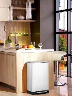 Cubos De Basura Y Reciclaje|Almacenaje De Cocina>EKO Papelera Recycle E-Cube, 28 L+18 L Blanco mate