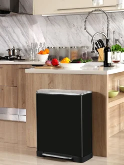 Cubos De Basura Y Reciclaje|Almacenaje De Cocina>EKO Papelera Recycle E-Cube, 28 L+18 L Negro mate