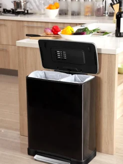 Cubos De Basura Y Reciclaje|Almacenaje De Cocina></noscript>EKO Papelera Recycle E-Cube, 28 L+18 L Negro mate