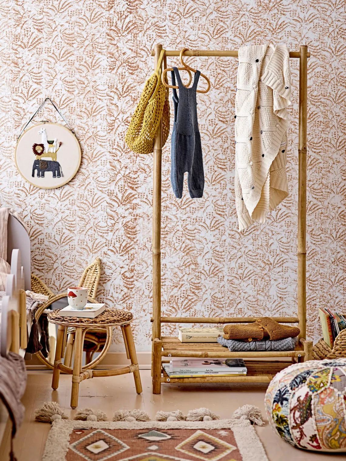 Colgadores Y Estantes De Pared|Decoración Infantil>Bloomingville Mini Perchas de ratán Aranya, 4 uds.