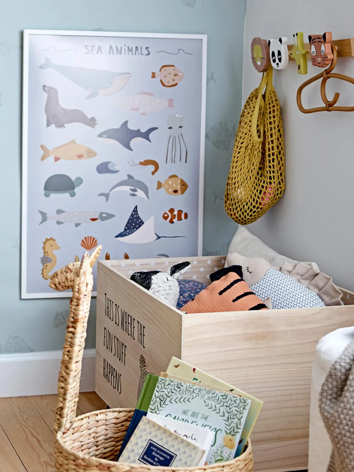 Colgadores Y Estantes De Pared|Decoración Infantil>Bloomingville Mini Perchas de ratán Aranya, 4 uds.