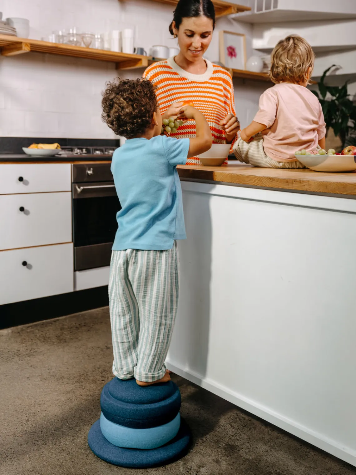 Juguetes A Partir De 1 Año|Decoración Infantil>Stapelstein Piedras apilables con piedra de equilibrio Waters, 3 uds. Tono azul