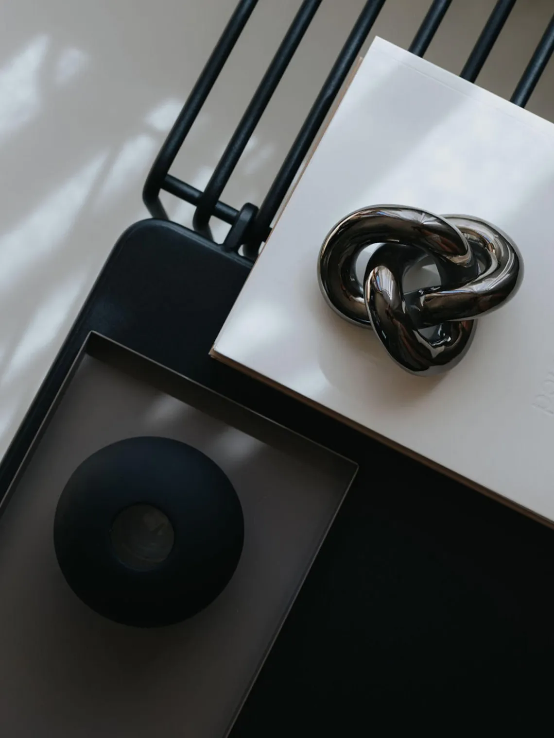 Figuras Decorativas|Jarrones>Cooee Design Pieza decorativa artesanal Knot, 6 cm Plateado oscuro brillante