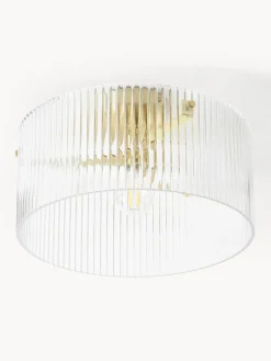 Plafones|Lámparas De Techo></noscript>Westwing Collection Plafón de vidrio acanalado Emmi Dorado, transparente