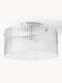 Plafones|Lámparas De Techo>Westwing Collection Plafón de vidrio acanalado Emmi Cromo, transparente