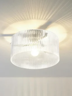 Plafones|Lámparas De Techo>Westwing Collection Plafón de vidrio acanalado Emmi Cromo, transparente