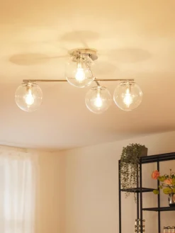 Plafones|Lámparas De Techo>Westwing Collection Plafón de vidrio Atlanta Transparente, cromo