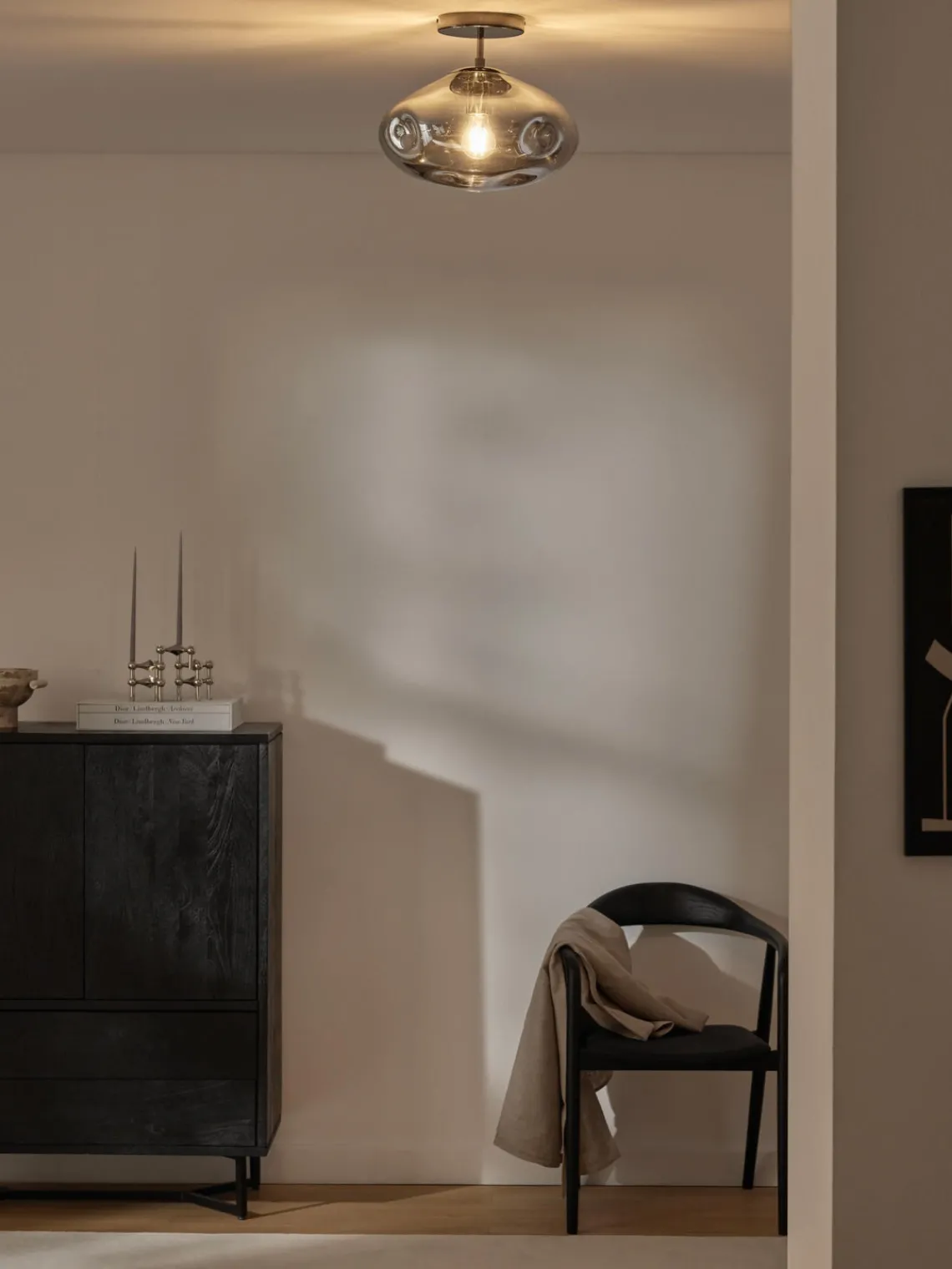 Plafones|Lámparas De Techo>Westwing Collection Plafón de vidrio espejado Amora Cromo espejado, negro