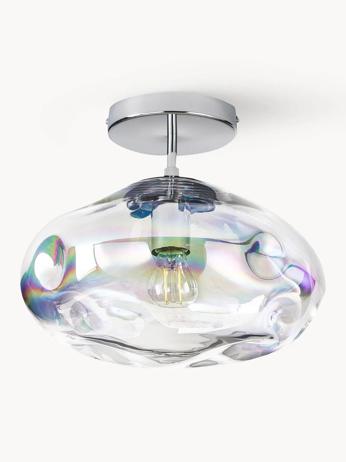 Plafones|Lámparas De Techo>Westwing Collection Plafón de vidrio iridiscente Amora Iridiscente, plateado