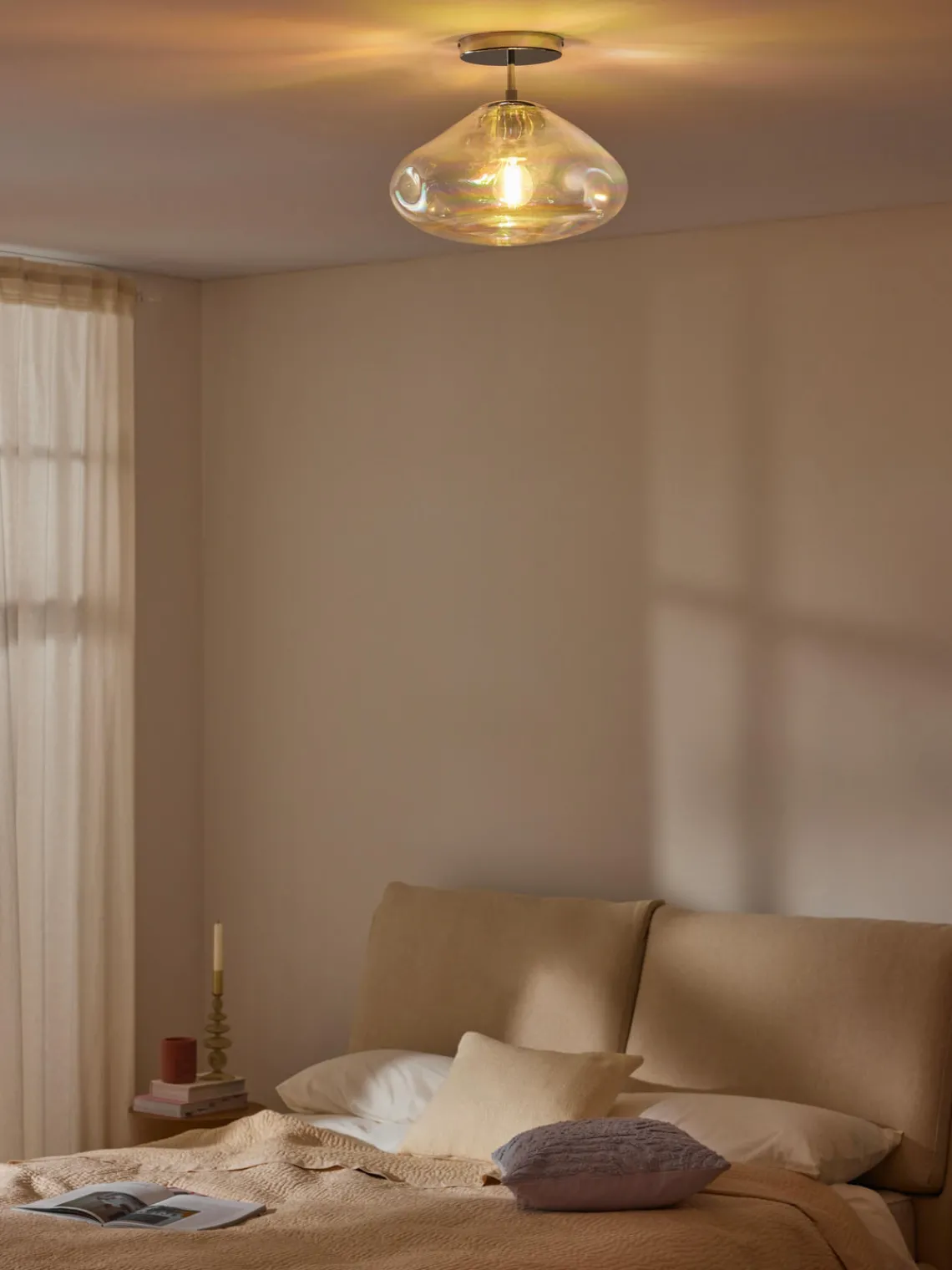 Plafones|Lámparas De Techo>Westwing Collection Plafón de vidrio iridiscente Amora Iridiscente, plateado