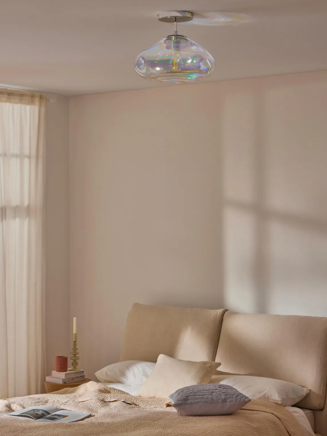 Plafones|Lámparas De Techo>Westwing Collection Plafón de vidrio iridiscente Amora Iridiscente, plateado