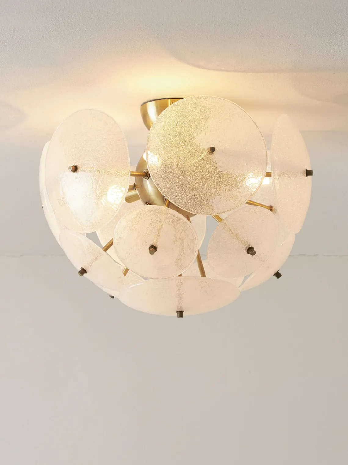 Plafones|Lámparas De Techo>Westwing Collection Plafón de vidrio Mireille Semitransparente, dorado