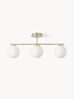 Plafones|Lámparas De Techo>Westwing Collection Plafón de vidrio opalino Atlanta Blanco, dorado