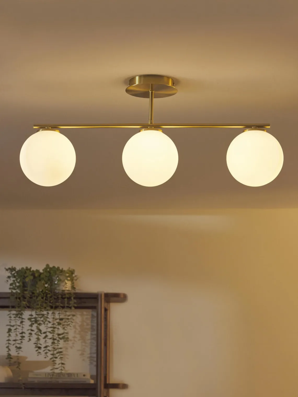 Plafones|Lámparas De Techo>Westwing Collection Plafón de vidrio opalino Atlanta Blanco, dorado