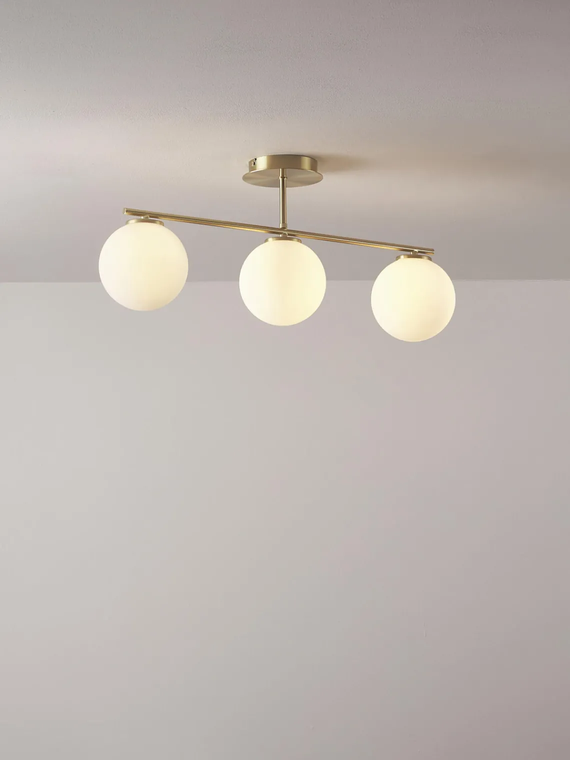 Plafones|Lámparas De Techo>Westwing Collection Plafón de vidrio opalino Atlanta Blanco, dorado