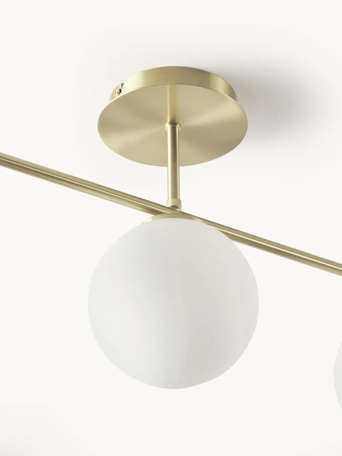 Plafones|Lámparas De Techo>Westwing Collection Plafón de vidrio opalino Atlanta Blanco, dorado