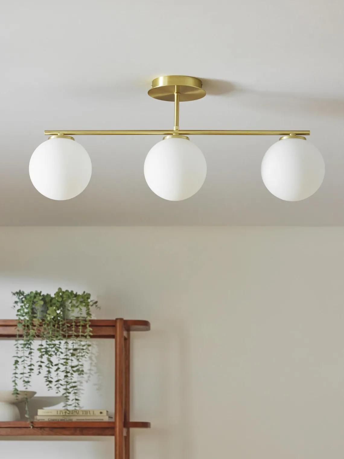 Plafones|Lámparas De Techo>Westwing Collection Plafón de vidrio opalino Atlanta Blanco, dorado