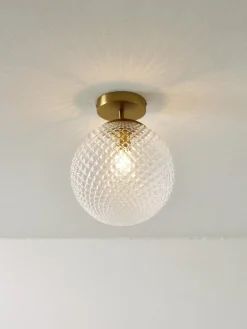 Plafones|Lámparas De Techo>Westwing Collection Plafón pequeño de vidrio Lorna Dorado, transparente